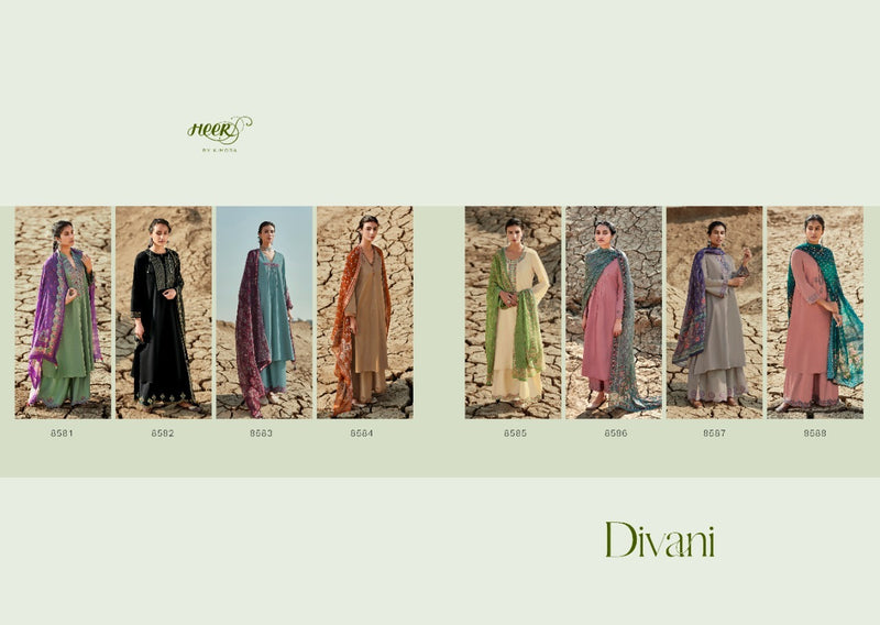 Kimora Heer Divani Pure Tusser Silk Embroidery Work Salwar Kameez