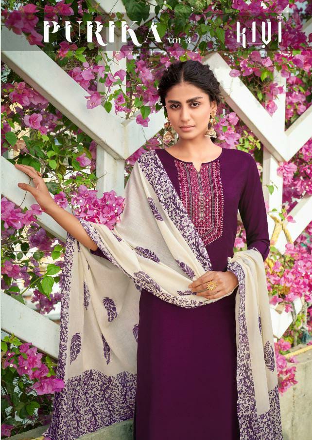 Kivi Kajree Fashion Purika Vol 3 Linen Silk Fancy Embroidery Salwar Suits