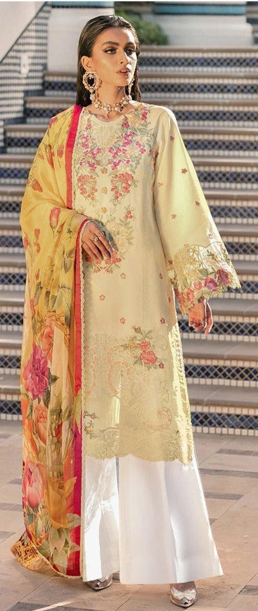 Masood Tex L 7814 Cambric Cotton Pakistani Style Embroidered Festive Wear Salwar Suits