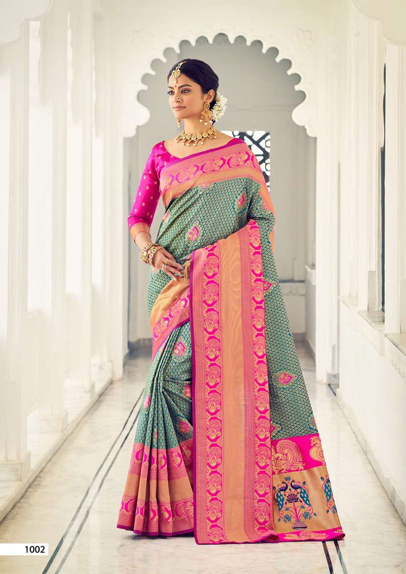 Revanta Creation Laaj Kanjivaram Silk Designer Wedding Wear Sarees