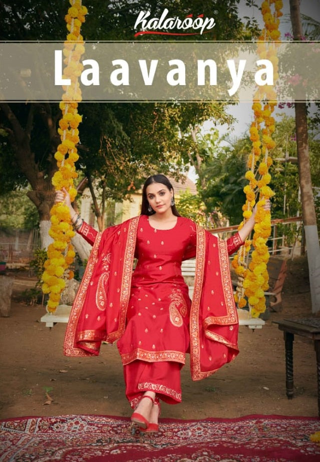 Kalaroop Kajree Fashion Laavanya Fancy Jacquard Embroidered Work Fancy Designer Partywear Kurti