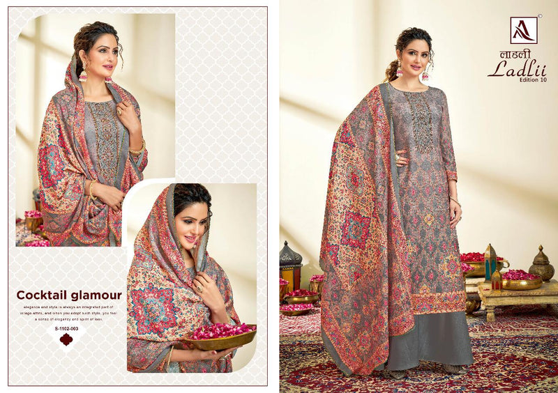 Alok Suit Ladli 10 Jam Cotton With Heavy Embroidery Work Stylish Designer Fancy Salwar Kameez