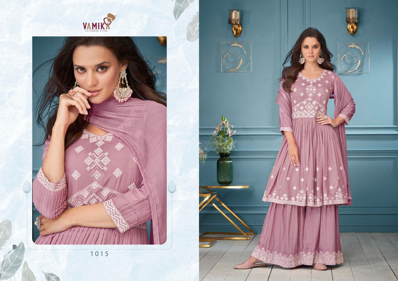 Vamika Lakhnavi Vol 3 Rayon Fancy Designer Party Wear Embroidered Kurtis With Plazo & Dupatta