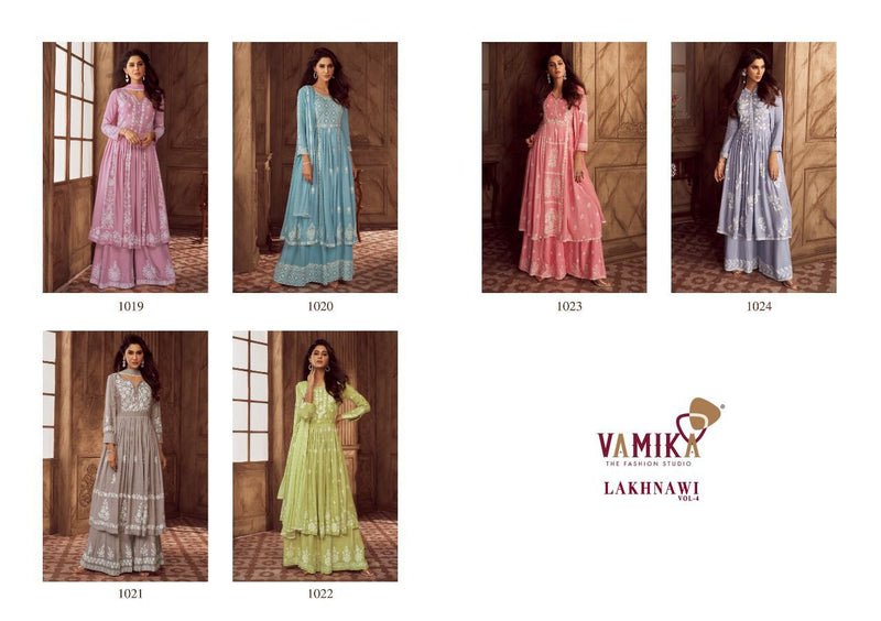 Vamika Lakhnavi Vol 4 Rayon With Fancy Work Stylish Designer Casual Wear Long Kurti