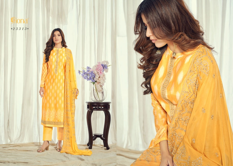 Fiona Lamhaa Muslin Digital Printed Party Wear Salwar Suits With Embroidery Work