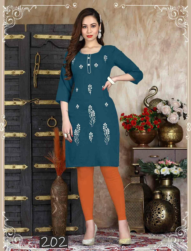 Riya Lara Cotton Slub Fancy Daily Wear Kurtis