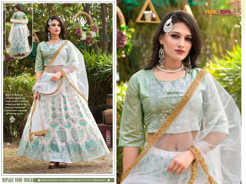 Tips & Tops Lehnga Vol 2 Viscose Chanderi Silk Fancy Stylish Occasional  Wear Lehengas