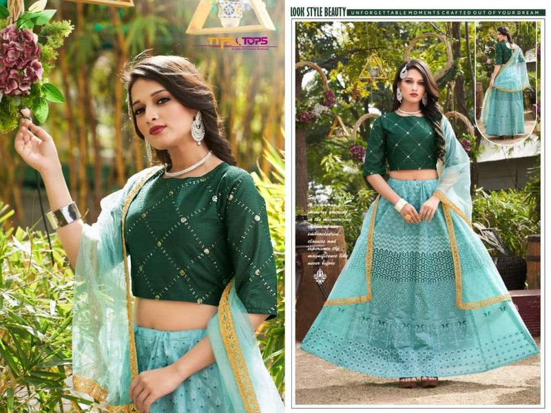 Tips & Tops Lehnga Vol 2 Viscose Chanderi Silk Fancy Stylish Occasional  Wear Lehengas