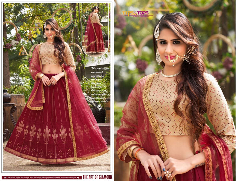 Tips & Tops Lehnga Vol 2 Viscose Chanderi Silk Fancy Stylish Occasional  Wear Lehengas