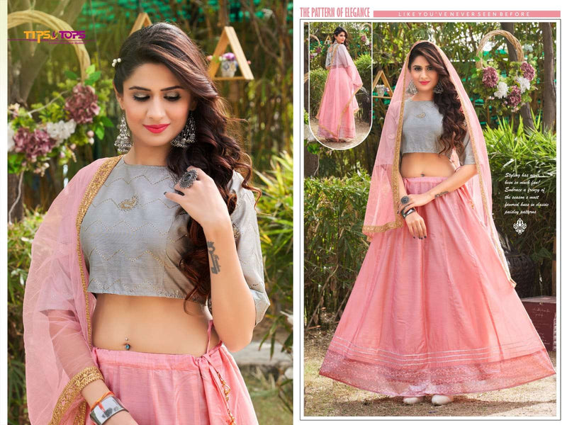 Tips & Tops Lehnga Vol 2 Viscose Chanderi Silk Fancy Stylish Occasional  Wear Lehengas