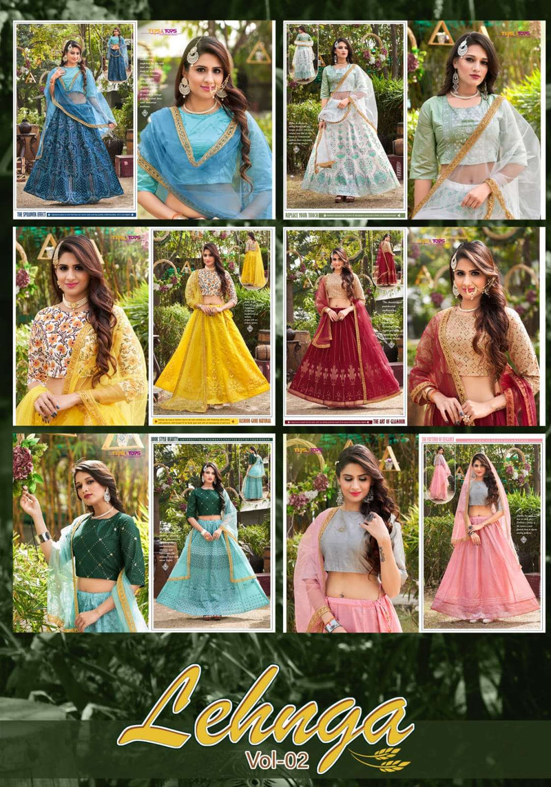 Tips & Tops Lehnga Vol 2 Viscose Chanderi Silk Fancy Stylish Occasional  Wear Lehengas