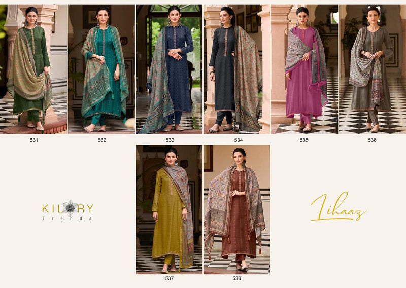 Kilory Trends Lihaaz Pashmina With Fancy Printed Work Stylish Designer Casual Look Salwar Kameez