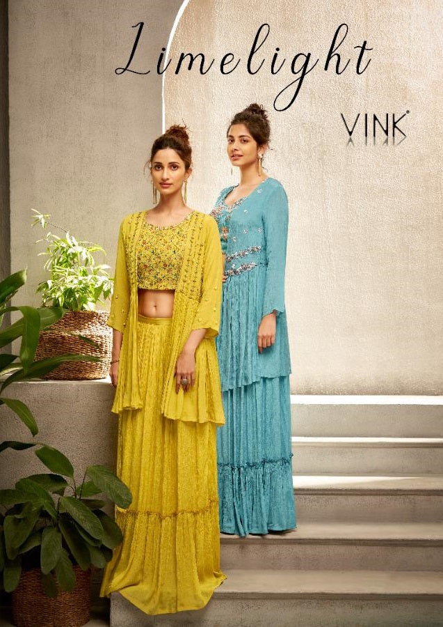 Vink Limelight Chiffon With Heavy Embroidery Work Stylish Designer Festive Wear Long Kurti