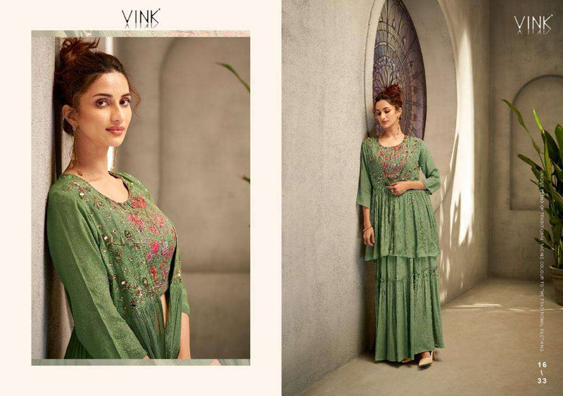 Vink Limelight Chiffon With Heavy Embroidery Work Stylish Designer Festive Wear Long Kurti