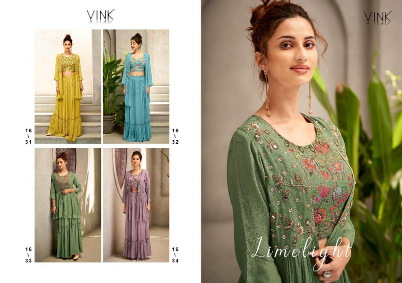 Vink Limelight Chiffon With Heavy Embroidery Work Stylish Designer Festive Wear Long Kurti