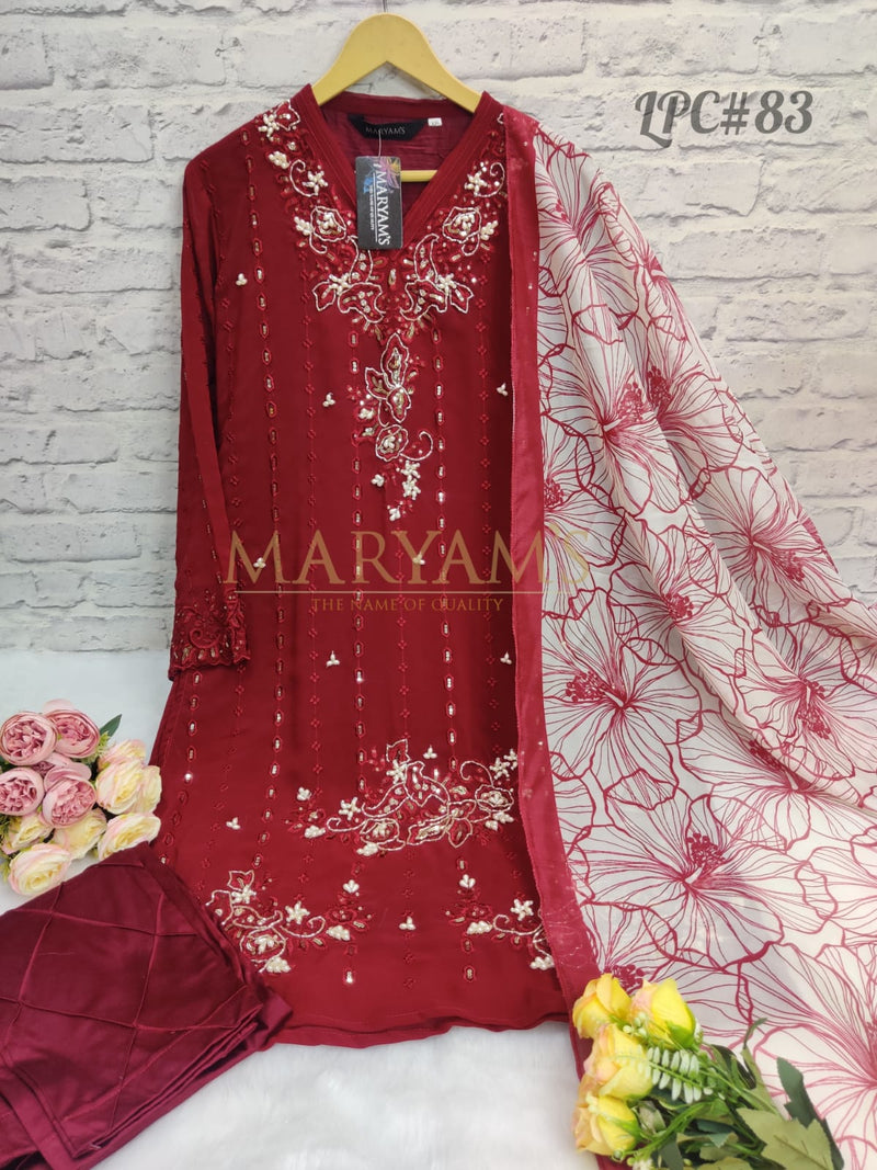Maryams Lpc 83 Georgette With Fancy Embroidery Work Stylish Designer Party Wear Pret Kurti