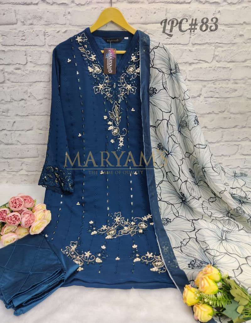 Maryams Lpc 83 Georgette With Fancy Embroidery Work Stylish Designer Party Wear Pret Kurti
