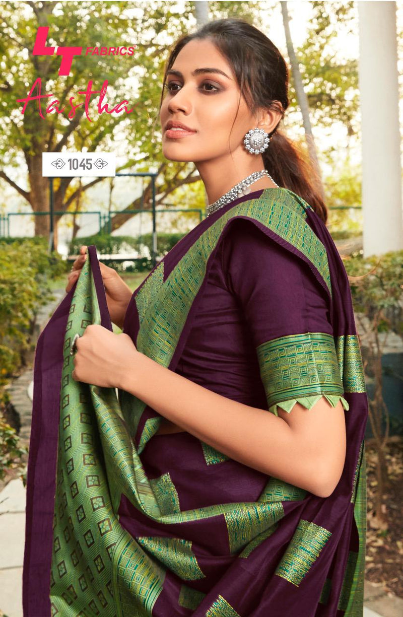 Lt Fabric Aastha With Resham Weave Fancy Saree Collection In Cotton Silk