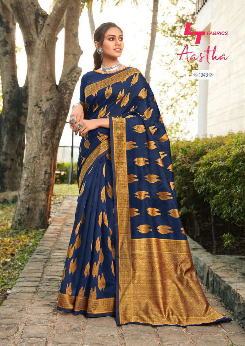 Lt Fabric Aastha With Resham Weave Fancy Saree Collection In Cotton Silk