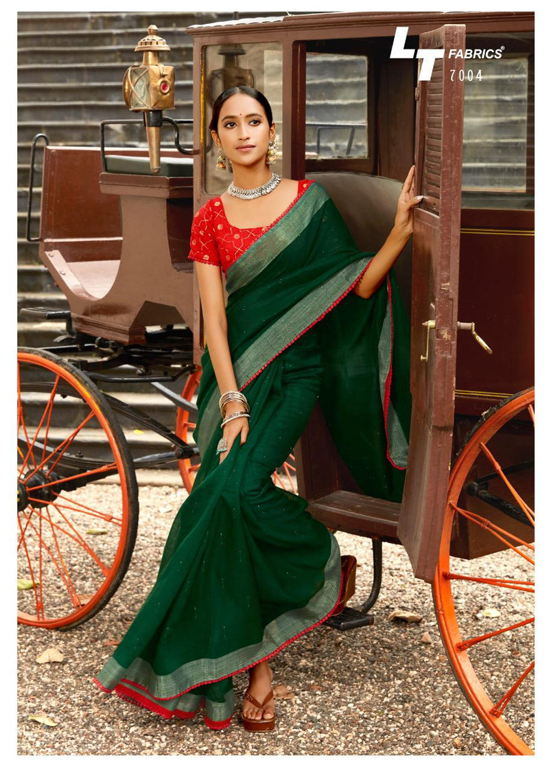 Lt Fabrics Ananta Linen Silk Sequence Rich Look Partywear Sarees Collection