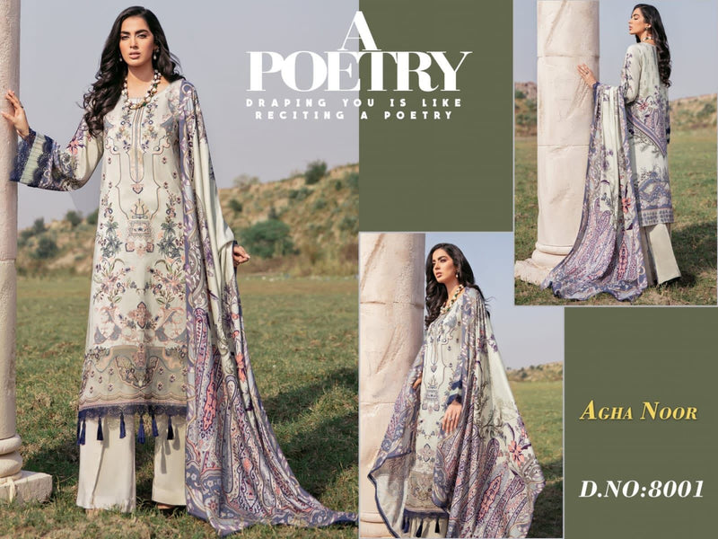 Agha Noor Luxury Lawn Collection Vol 8 Pure Cotton With Beautiful Work Stylish Designer Salwar Kameez