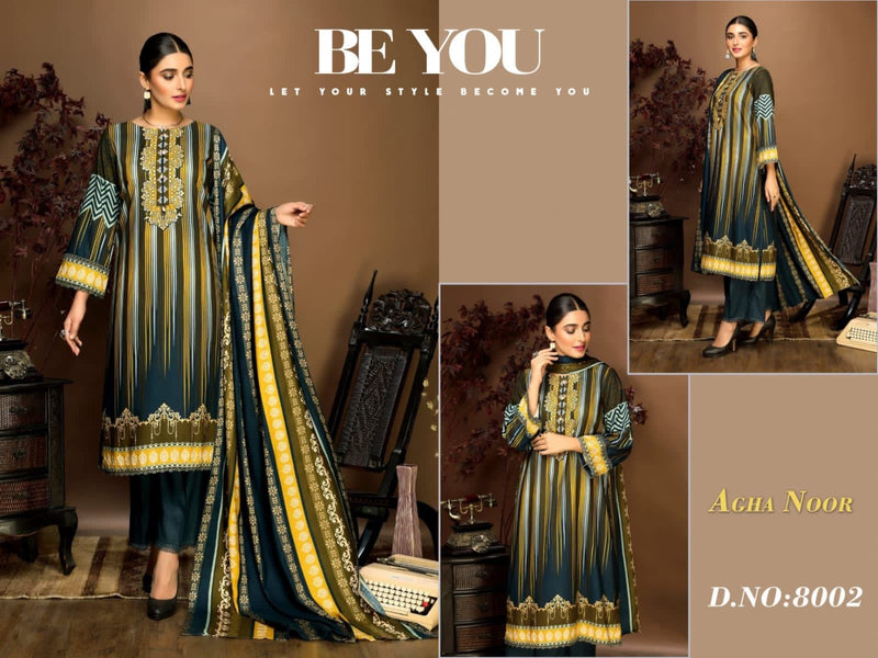 Agha Noor Luxury Lawn Collection Vol 8 Pure Cotton With Beautiful Work Stylish Designer Salwar Kameez