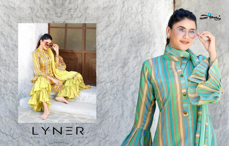 Your Choice Lyner Pure Fabric Designer Salwar Suit In Cotton