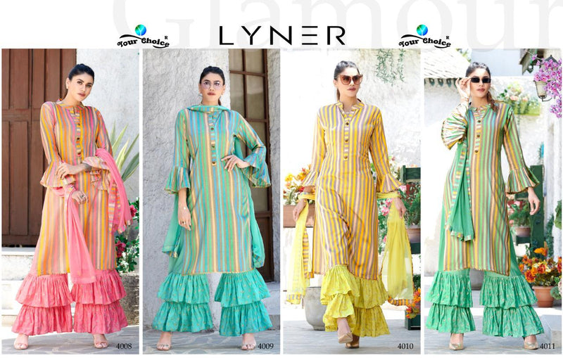 Your Choice Lyner Pure Fabric Designer Salwar Suit In Cotton