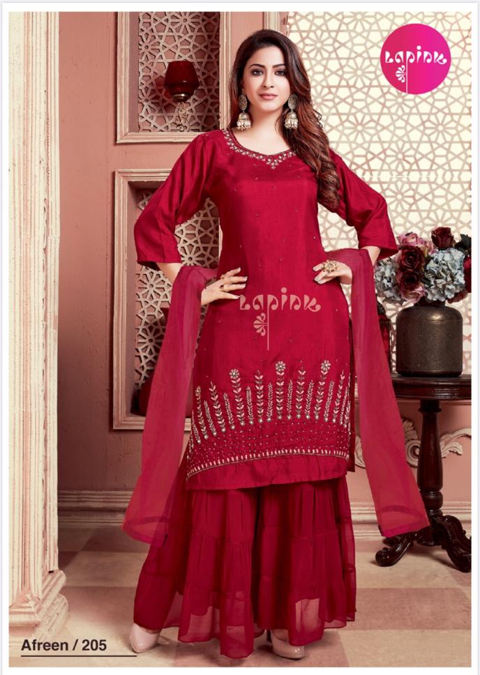 La Pink Afreen Vol 2 Georgette With Top And Shahrara With Dupatta