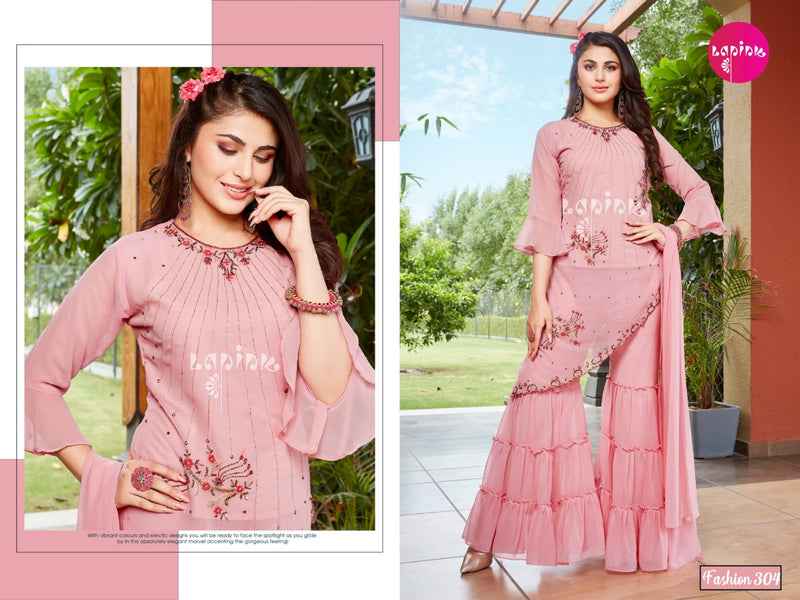 La Pink Fashion Vol 3 Silk And Georgette Designer Partywear Kurti Collection