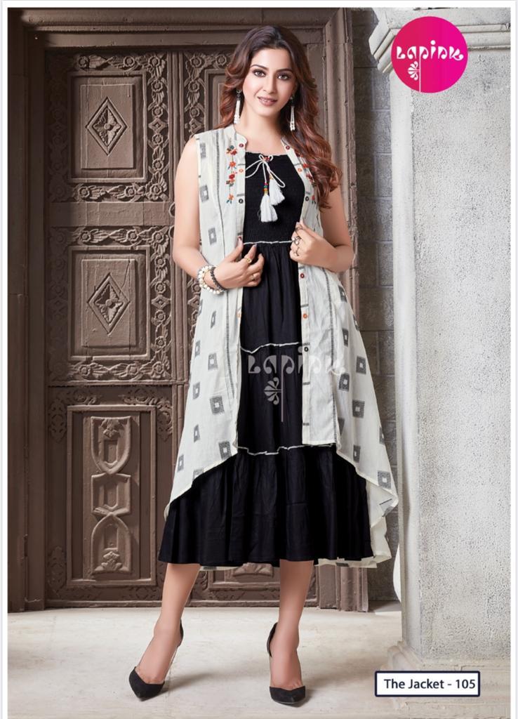 La Pink The Jacket Vol 1 Rayon Slub With Long Gown Type Stylish Attractive Look Readymade Kurtis With Jackets
