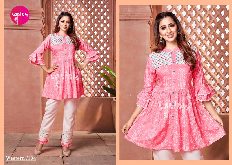 La Pink Western Cotton With Printed Designer Exclusive Daily Wear Fancy Top With Pant