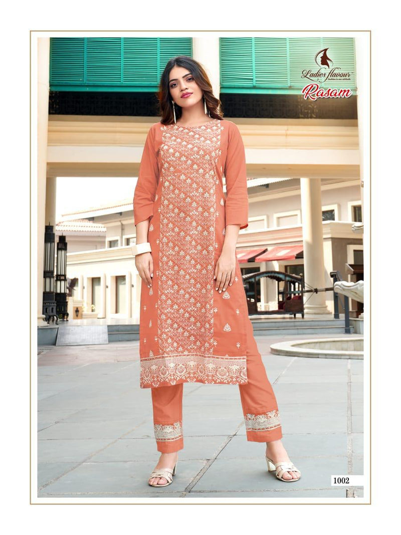 Ladies Flavour Rasam Cotton Embroidery Work Casual Wear Designer Salwar Kameez