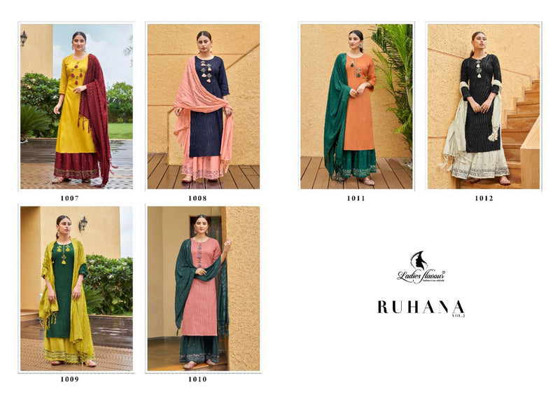 Ladies Flavour Ruhana Vol 2 Heavy Rayon With Embroidery Khatli Work Kurti