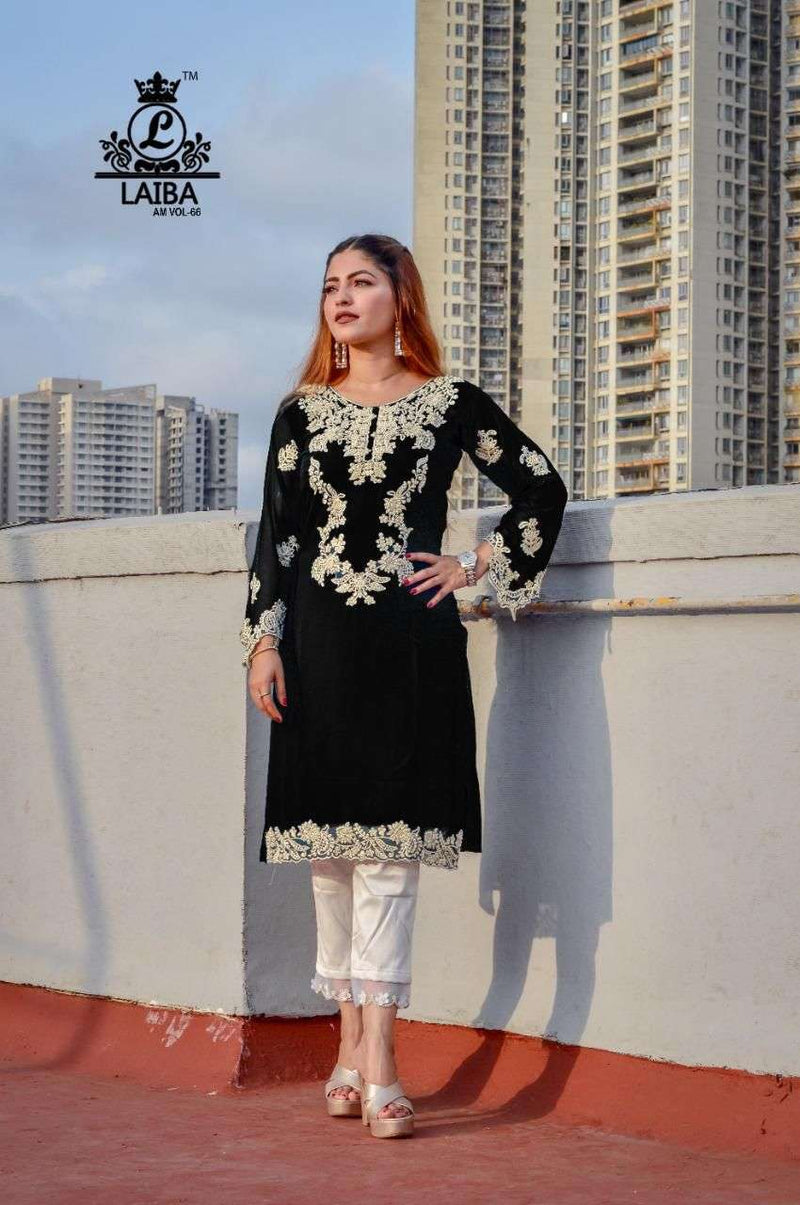 Laiba Designer Am Vol 66 Georgette Pure Cotton Sartin Streachable Kurti