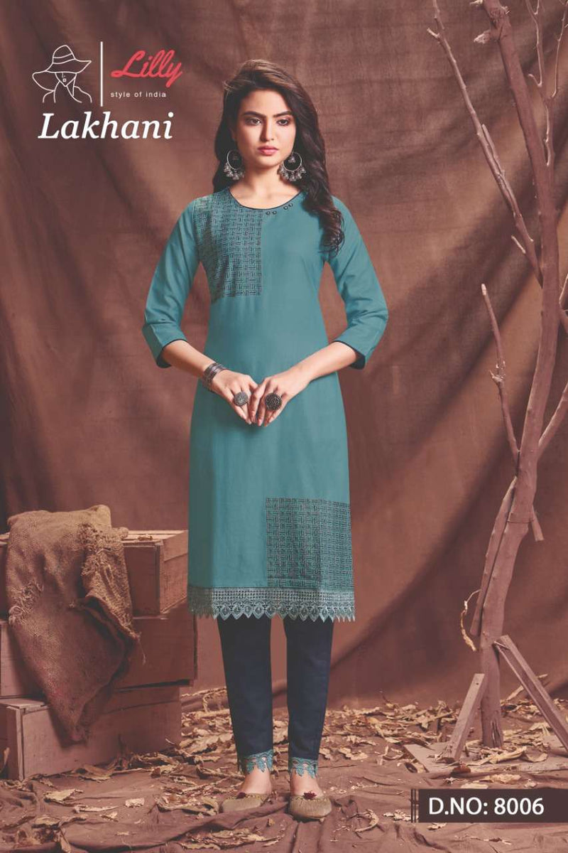 Lakshmi By Lilly Viscose Cotton With Embroidery Work Fancy Kurti