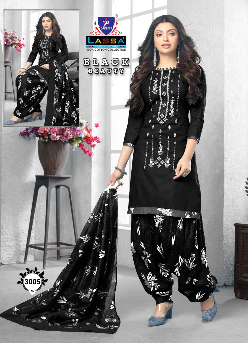 Lassa Black Beauty Pure Cotton Fancy Printed Regular Wear Salwar Suits