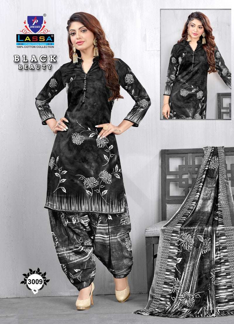 Lassa Black Beauty Pure Cotton Fancy Printed Regular Wear Salwar Suits