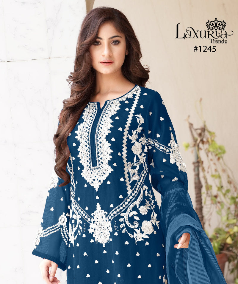 Laxuria Trrendz Dno 1245 Fox Georgette Handwork Designer Pakistani Pret Kurti