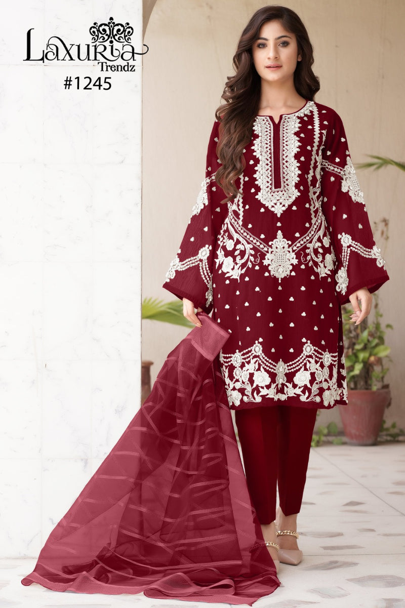 Laxuria Trrendz Dno 1245 Fox Georgette Handwork Designer Pakistani Pret Kurti