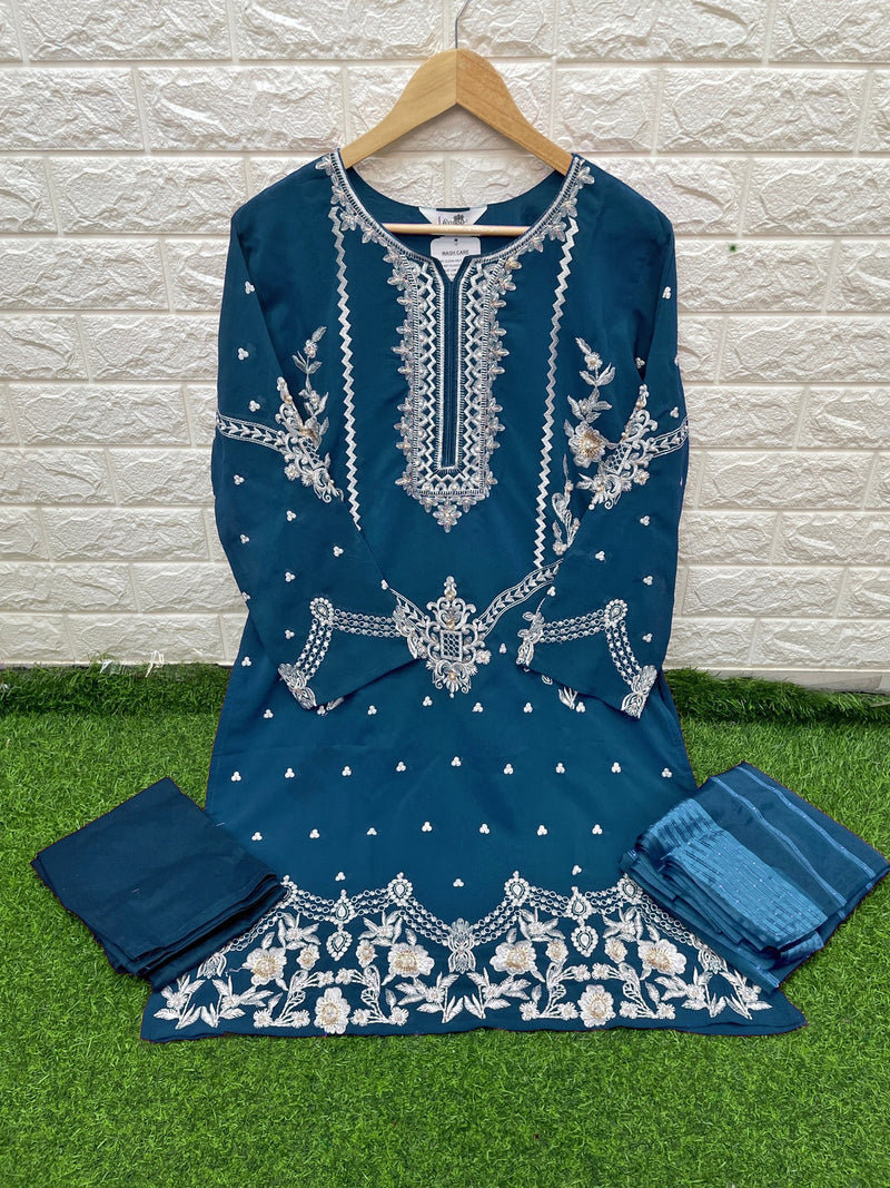 Laxuria Trrendz Dno 1245 Fox Georgette Handwork Designer Pakistani Pret Kurti