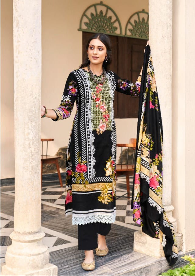 Levisha Jashn E Ishq Cambric Cotton Pakistani Print Self Embroidered Salwar Suit