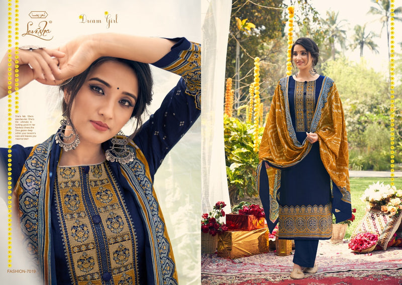 Levisha Parnika Lawn Cotton Printed Heavy Embroidery Work Design Casual Wear Pakistani Salwar Suits