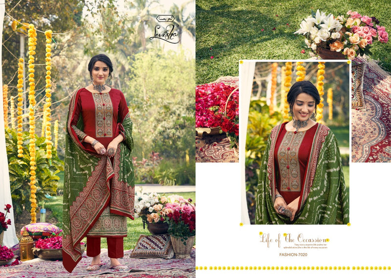 Levisha Parnika Lawn Cotton Printed Heavy Embroidery Work Design Casual Wear Pakistani Salwar Suits