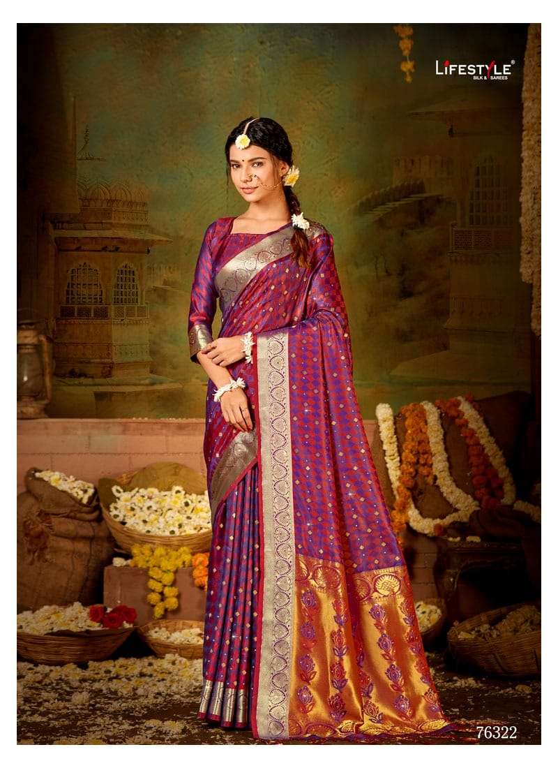 Lifestyle Saree Aayushi Vol 1 Silk Weaving Jari butta Daimond Work