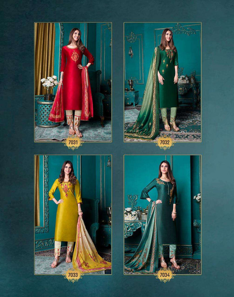 Lily And Lali Launch Monalisa Vol 4 Bemberg Silk With Embroidery Work Designer Fancy Salwar Suit