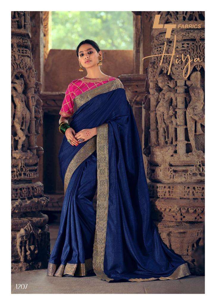Lt Fabrics Hiya Vichitra Silk Heavy Embroidery Work Gorgeous Look Fancy Saree