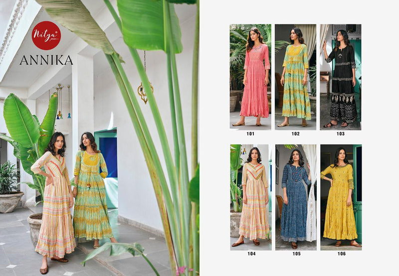 Lt Fabrics Nitya Annika Fancy Designer Long Gown Type Kurti