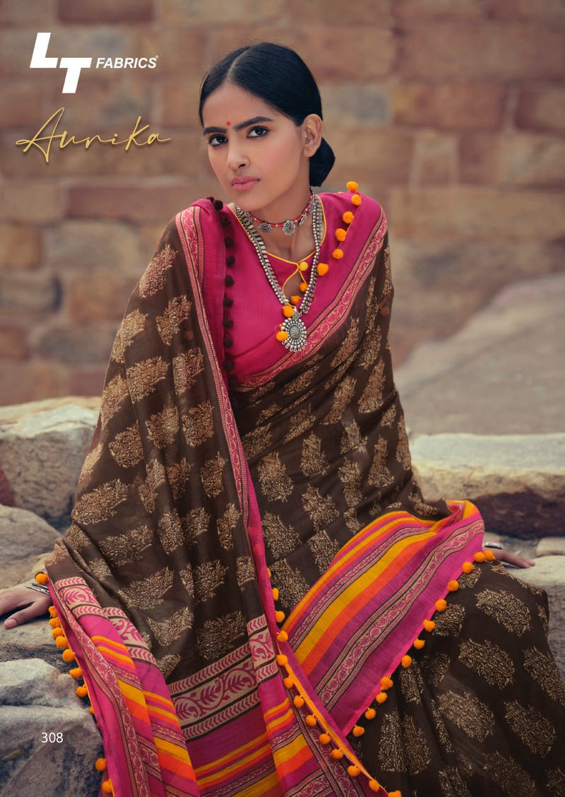 Lt Fabrics Aurika Cotton Silk With Border Work Designer Sarees Collection
