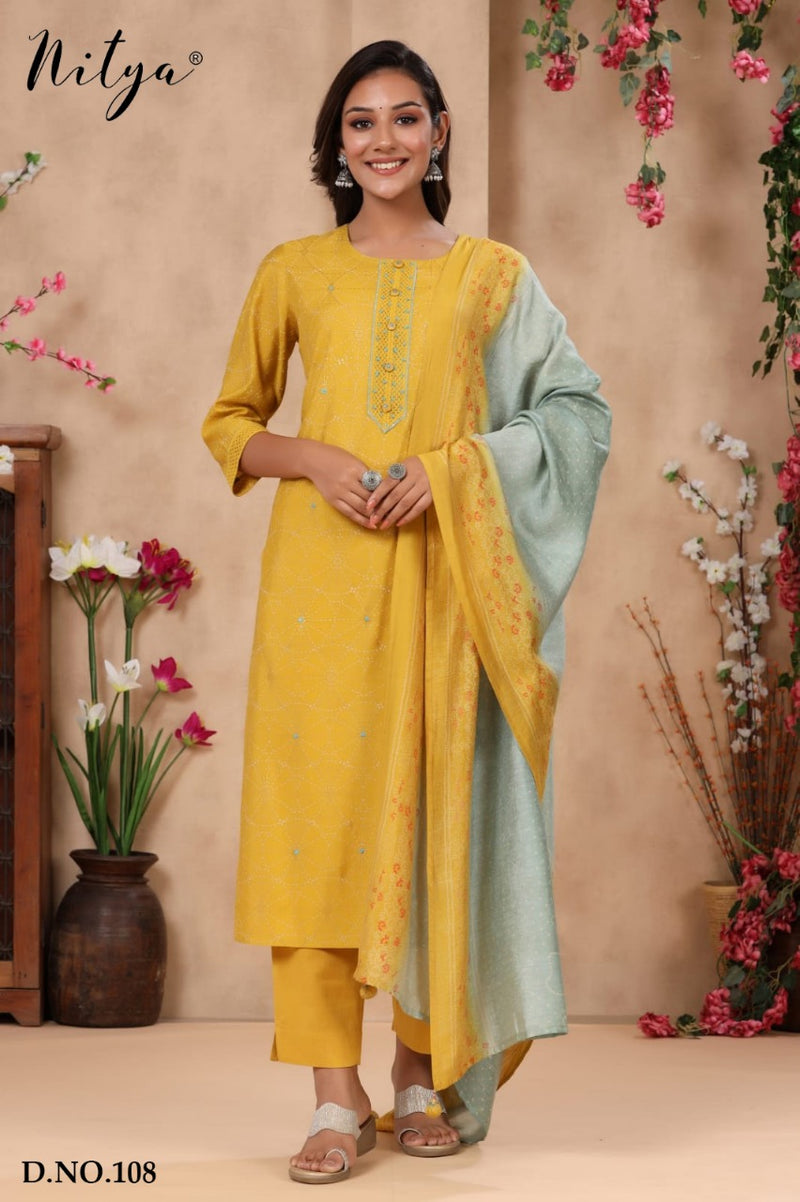 Lt Nitya 107-109 Modal Silk Kurti With Dupatta Stylish Wear Collection